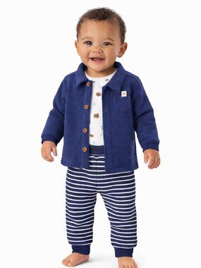 NWT Carter’s Baby Boy 3-Piece Outfit Set Navy Jacket Woolly Mammoth Print